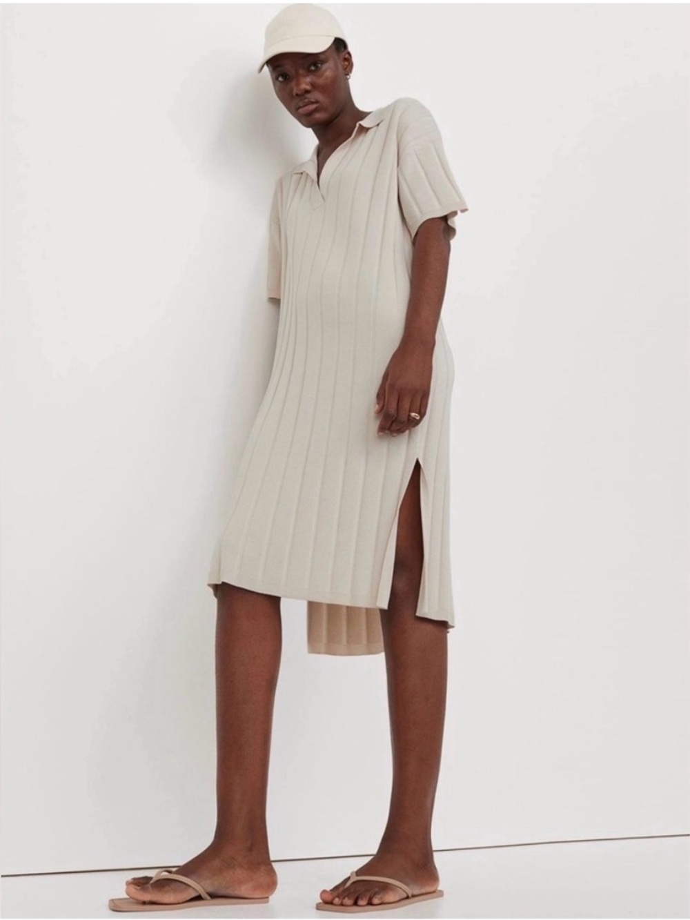 H&M • Collared Rib Knit Midi Dress